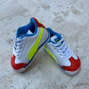 Puma Kids' Red, White, and Neon Sneakers